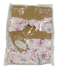 Nové - 2set - Bílo-růžová květovaná rychlozavinovačka + čelenka 