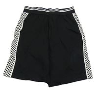 Čierne bavlnené kraťasy s kockovaným pruhom Next