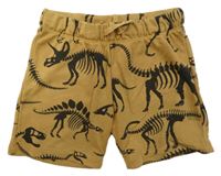 Hnědí teplákové kraťasy s kostrami dinosaurů H&M