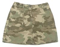 Béžovo-khaki army rifľová sukňa F&F