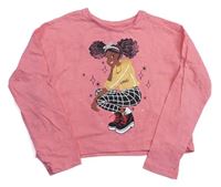 Ružové crop tričko s dievčatkom F&F