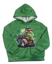 Zelená mikina s dinosaurom a kapucňou Shein