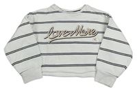 Bielo-čierna pruhovaná crop mikina s nápisom RIVER ISLAND