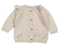 Svetloružový prepínaci sveter s kytičkami volániky Mothercare