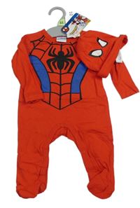 Nové - 2set - červený overal + čepice - Spider-man Marvel