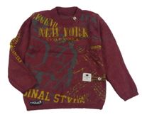 Vínový sveter s nápisom Vogue