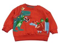 Červená mikina s dinosaurami a flitrami F&F