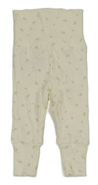 Smotanové rebrované nohavice s listami Primark