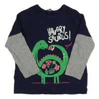 Tmavomodro-šedé triko s dinosaurem George 