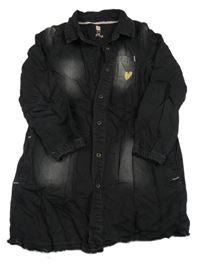 Černé košilové šisované šaty se srdíčkem Hema 