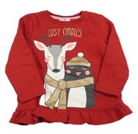 Červená mikina so zvieratkami a volánikom Topolino