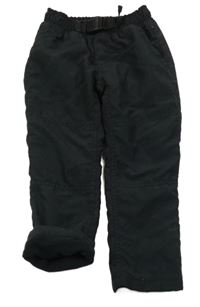 Černé šusťákové podšité kalhoty 