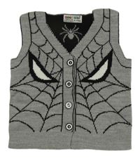 Sivo-čierna svetrová vesta so Spider-manem GogoBici