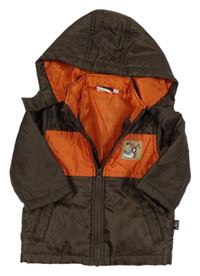 Hnědo-červená šusťáková zateplená bunda s kapucí Berti