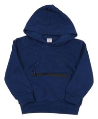 Tmavomodrá mikina s 3D nápisom a kapucňou