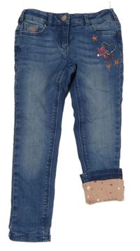 Modré podšité skinny rifle s flitry a hvězdičkami C&A