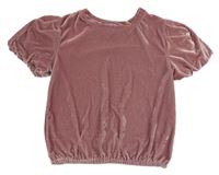 Ružová zamatová blúzka s nařasenými rukávy Dunnes