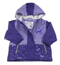 Fialovo-tmavomodrá nepromokavá bunda s koníkem a kapucňou Lupilu