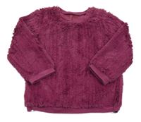 Tmavoružová chlpatá mikina