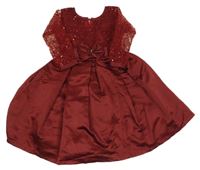 Červené saténovo/síťované slavnostní šaty s flitry Sarrah 