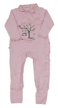 Světlerůžový overal se stromečky a límečkem 