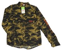 Nové - Černo-béžová army košile s nápisy Chapter young