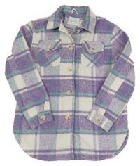 Fialovo-bílo-zelená kostkovaná košilová bunda Primark