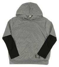 Sivo-čierna športová mikina s kapucňou Shein