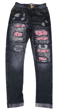 Tmavošedo-růžové sportovní legíny 