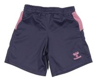Fialovošedo-růžové sportovní kraťasy Hummel