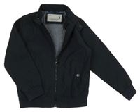 Tmavomodrá šusťáková jarní bunda s výšivkou Next