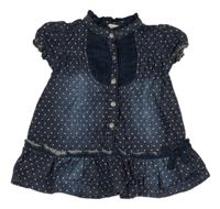 Tmavomodré riflové propínací šaty s hvězdičkami Prénatal