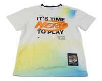 Bielo-farebné tónované športové tričko s logom Nerf