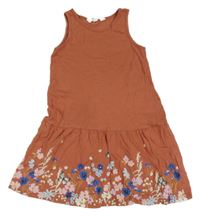 Staroružové bavlnené šaty s kvietkami H&M