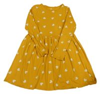 Okrové bavlnené šaty so srdiečkami H&M