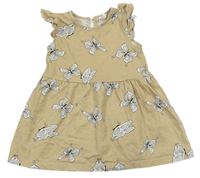 Béžové šaty s motýlikmi a volánikmi H&M