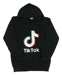 Černá lehká mikina s logem TikTok a kapucí foanja