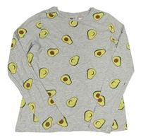Sivé melírované tričko s avokády H&M