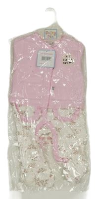 Nové - 2Set - Světlerůžová propínací mikina + smetanový overal se zvířátky a volánky CuTey Pie