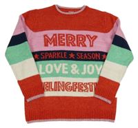 Pruhovaný melírovaný vlněný svetr s nápisy a třpytkami Originals