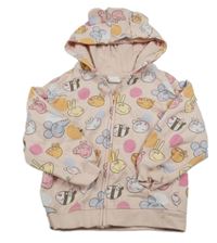 Světlerůžovo-barevná puntíkatá propínací mikina s Peppa Pig s kamarády a kapucí s oušky Next