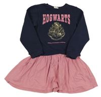 Tmavomodro-růžové teplákovo/růžové šaty s erbem - Harry Potter H&M