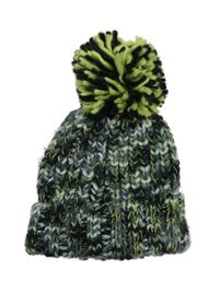 Sivo-čierno-limetková melírovaná pletená čapica s brmbolcom Tu
