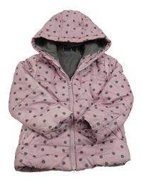 Staroružová bodkovaná á prešívaná šušťáková zimná bunda s kapucňou lupilu