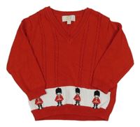 Červeno-biely vzorovaný sveter s vojáčky CARAMELO