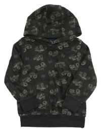 Čiernošedá fleecová mikina s monster trucky a kapucňou Kiki&Koko