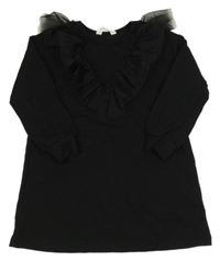 Černé teplákové šaty s tylovými volánky H&M
