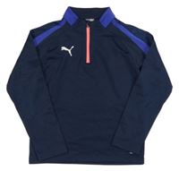 Tmavoomdro-zafírová funkčná športová mikina s logom PUMA