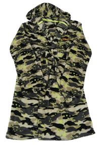 Army plyšový župan s kapucňou