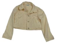 Vanilková rifľová crop bunda s logom a golierikom Le Chic